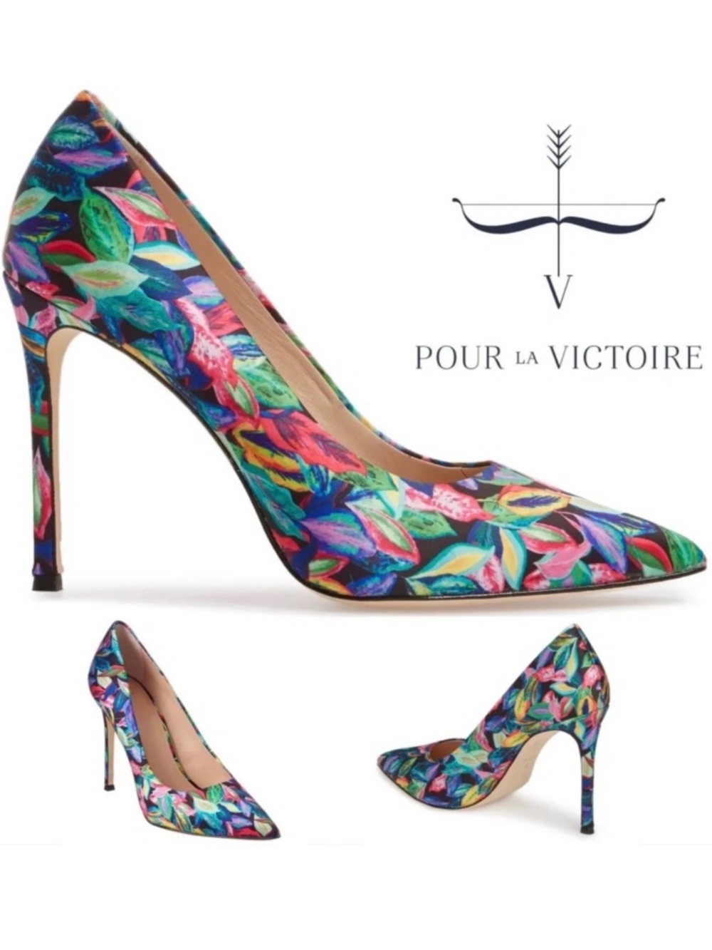 POUR LA VICTOIRE Celeste Floral Stiletto Pumps Luxury Pointed Toe Designer Heels